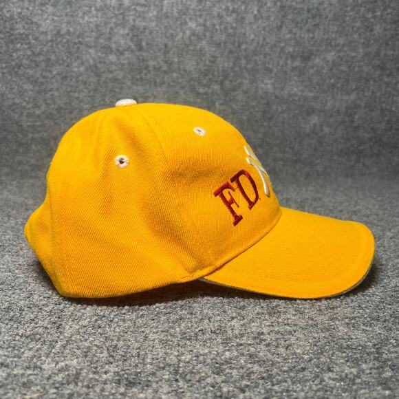 Vintage New York Yankees FD PD Embroidered Adjustable Hat Yellow Wool - Picture 2 of 7
